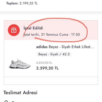 Boyner 19 Gün Sonra Ürün İptali.