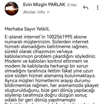 E Planet İnternet Sözleşme Feshi