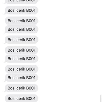 Türk Telekom "Bos İçerik B001" SMS Spamı