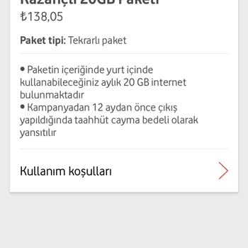 Vodafone Ek Paket İptali