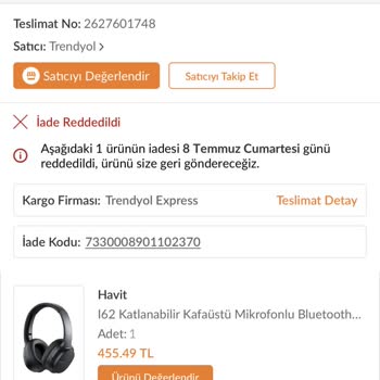 Trendyol Ürün 15 Gündür Elime Ulaşmadı