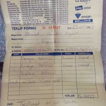 İşbir Yatak Verilen Siparişin Teslimatın Gecikmesi