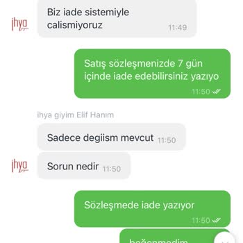 İhya Giyim İade Kabul Edilmemesi
