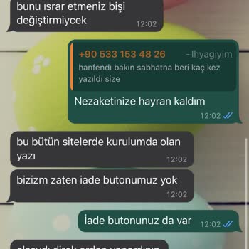 İhya Giyim İade Kabul Edilmemesi