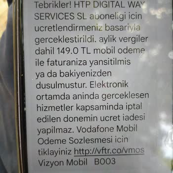 Vizyon Mobil İstek Dışı Abonelik Haksız Kazanç Sağlama Hk
