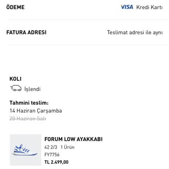 adidas Teslim Edilemeyen Siparişim