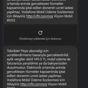 Vodafone Peyo İptali İstiyorum