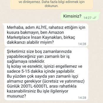 WhatsApp'ta Tanımadığım Numara Amazon Marketplace Diye Aradı