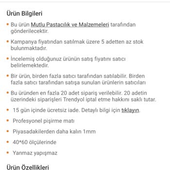 Mutlu Pastacılık Ve Malzemeleri Trendyol Satıcısı Çok Sorumsuz İlgilenmiyor.