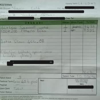 İşbir Yatak Teslimatı Yapılmayan Ürün