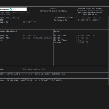 Türkiye Finans Ortak ATM Para Kesintisi