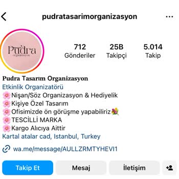 Pudra Tasarım Organizasyon Sipariş Göndermeme