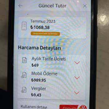 Vodafone Fazla Fatura Mobil Ödeme