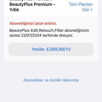 Beauty Plus Abonelik Para İadesi