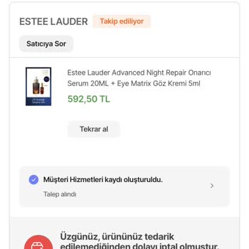 Ürünler Elinde Olduğu Halde Estee Lauder Siparişimi İptal Etti