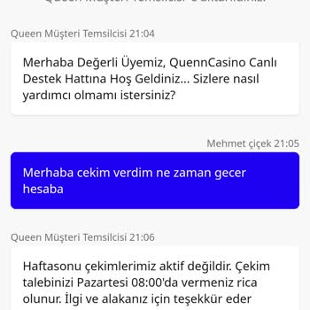 Queencasino Hafta Sonu Bahanesi İle Çekim Yapamıyorum