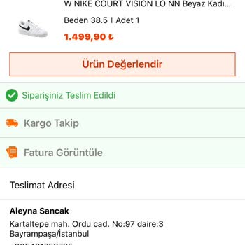 In Street Ayakkabımın Değişim Veya İadesini İstiyorum