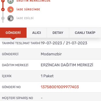 KARGOMsende Kargomu Haber Vermeden İade Ettiler.
