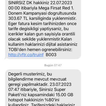 Vodafone Sınırsız Paket Sorunu