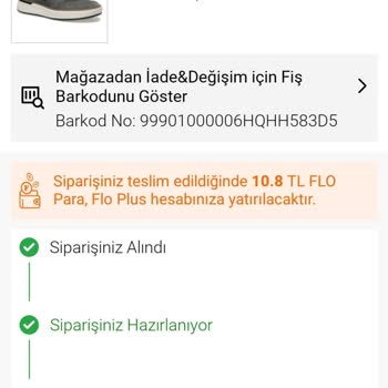 FLO Ayakkabı Ayakkabı Siparişiyle İlgili Sorun