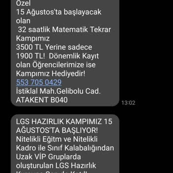Atabey Eğitim Kurumlarından İstenmeyen SMS Gönderimi