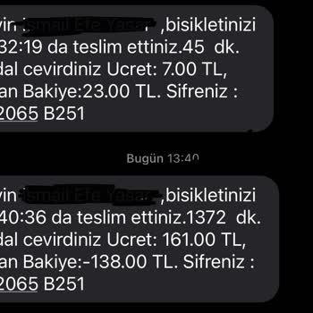 BİSİM (Akıllı Bisiklet Kiralama Sistemi) Teslim Edilen Bisiklet İçin Ücret Talep Ediliyor