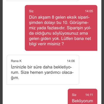 Burger King Yemek Sepeti Üzerinden Eksik Siparişin Gelmemesi Ve İlgilenilmemesi.