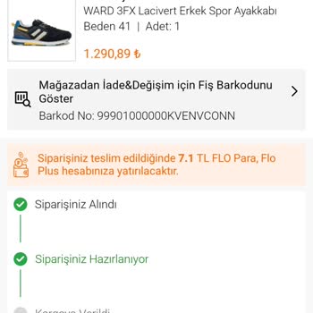 FLO Ayakkabı Sipariş Edilen Ürünün Gönderilmemesi.