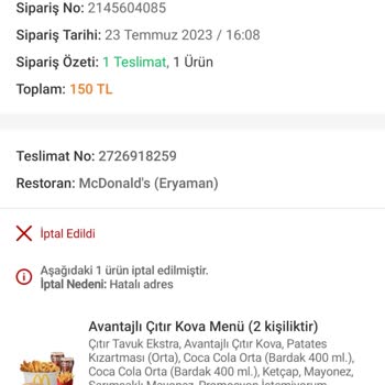 Trendyol Yemek Para İadesi Yapamıyor