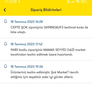 Şok Market Geç Teslimat Ve Saygısız Personel