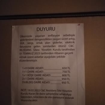 Stüdyo C&C Rezidans Aidat Şikayeti