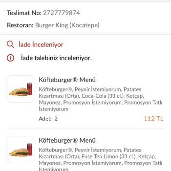 Trendyol Yemek Siparişim Yalan Yanlış.