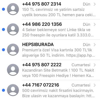 Vodafone Numara Ma +44 İle Başlayan Bahis Oyun Siteleri Gelen Mesajlar