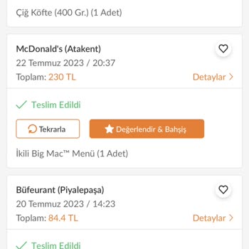 Trendyol Yemek 2 Saat Sonra Sipariş İptali