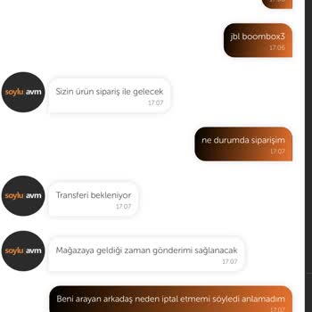 Soylu AVM Aldığım JBL Boombox Ürünümü Göndermiyor 15 Gündür