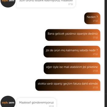 Soylu AVM Aldığım JBL Boombox Ürünümü Göndermiyor 15 Gündür