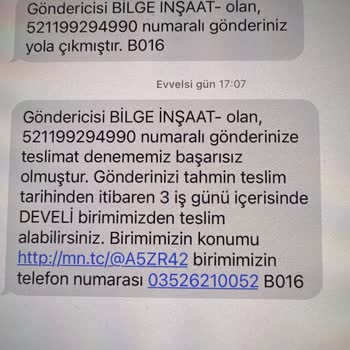 Develi MNG Kargo'nun Teslimat Hatası