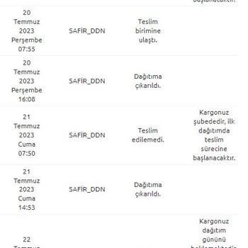 Yurtiçi Kargo Safir Ddn Teslimat Yapmıyor