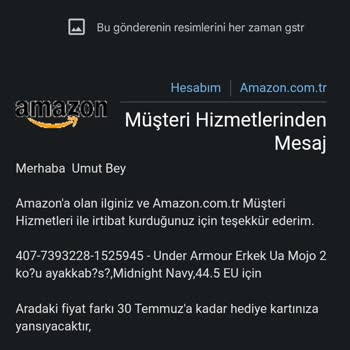 Amazon Yanlış Bilgi Verilmesi