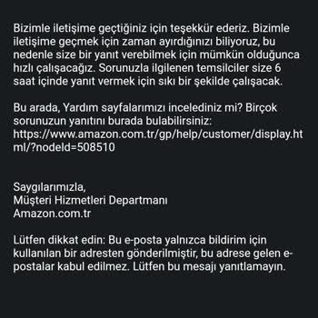 Amazon Yanlış Bilgi Verilmesi