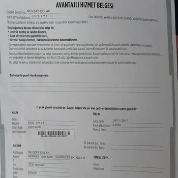 Vestel Ek Garantim Sisteme Girilmediği İçin Servis Hizmeti Alamıyorum