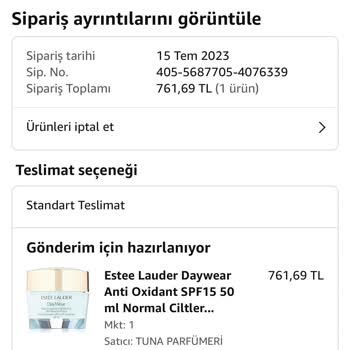 Tuna Parfümeri Parasını Ödediğim Ürünü Yollamıyorlar