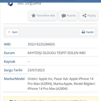 BTK (Bilgi Teknolojileri ve İletişim Kurumu) IMEI Kaydımı Yapmama Rağmen Görünmemekte