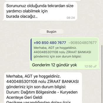 AGT Kurye Teslim Edilmeyen Ziraat Bankası Kartı
