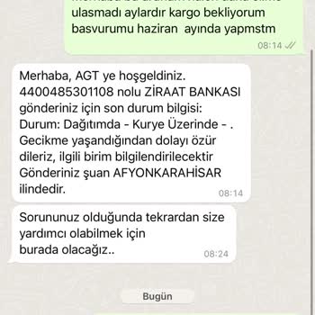 AGT Kurye Teslim Edilmeyen Ziraat Bankası Kartı