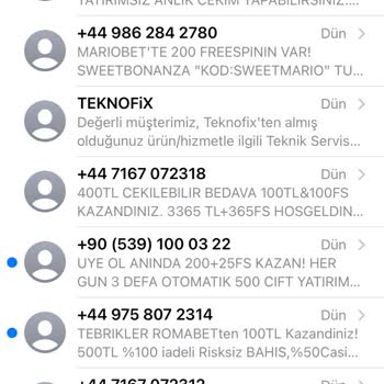 Vodafone +44 Lü Numaradan Gelen Mesajlar