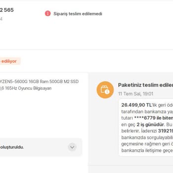 Hepsiburada Oyuncu Bilgisayarı Siparişi İle İlgili Mağduriyetim