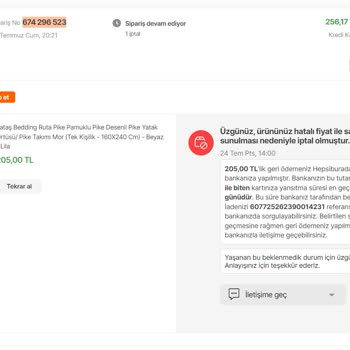 Hepsiburada Satılan Ürünü Göndermeden İptal Ettiler