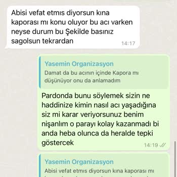 Yasemin Organizasyon Cenazem Var Ve İptal Etmek Zorundayım