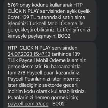 Paycell 139 TL İznim Olmadan Kesinti Yapıyor